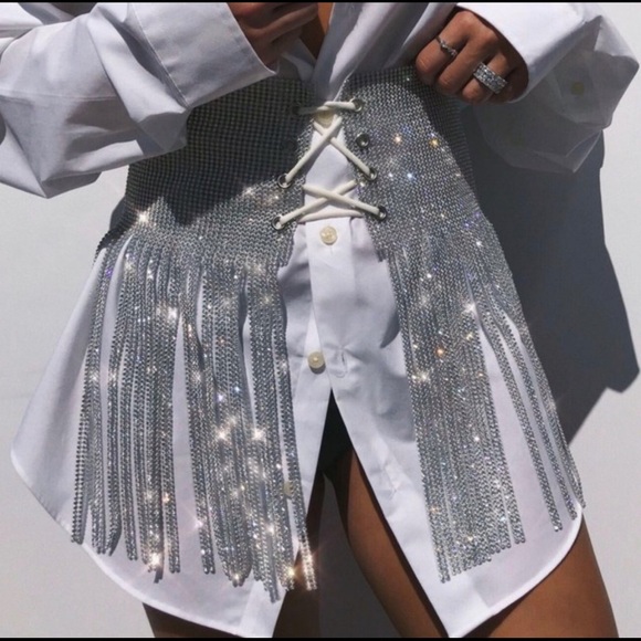 💫burning man festival rhinestones belt skirt - Picture 3 of 7